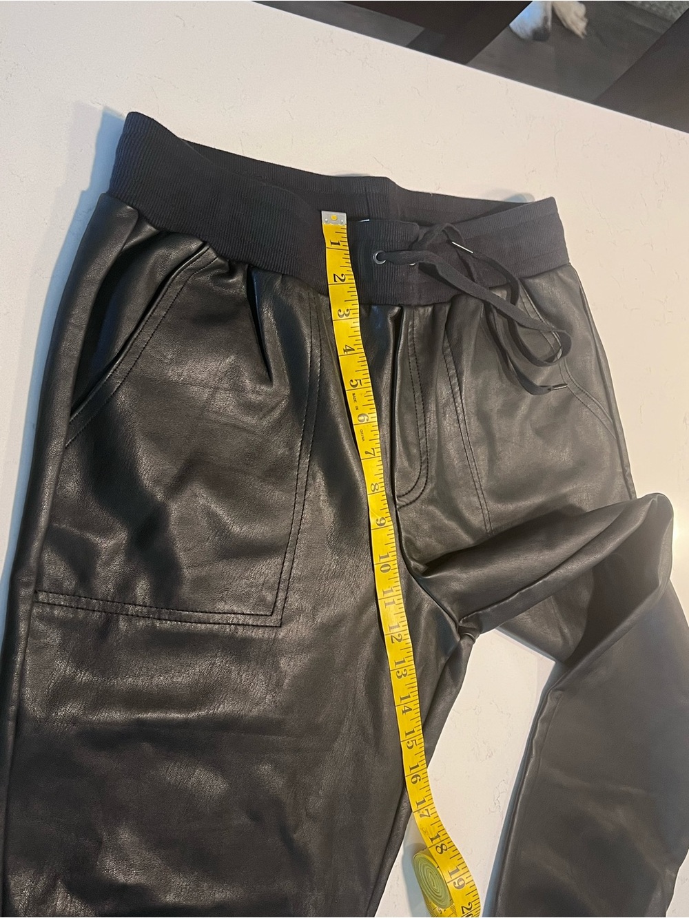 Splendid Black Faux Leather Jogger Pants size L - Picture 6 of 10
